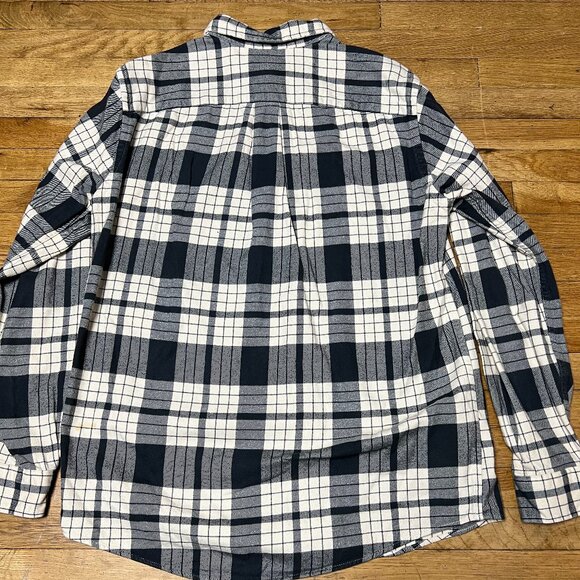 Eddie Bauer Black and White Flannel Shirt Long Sleeve Button Down Size Medium - Picture 2 of 9